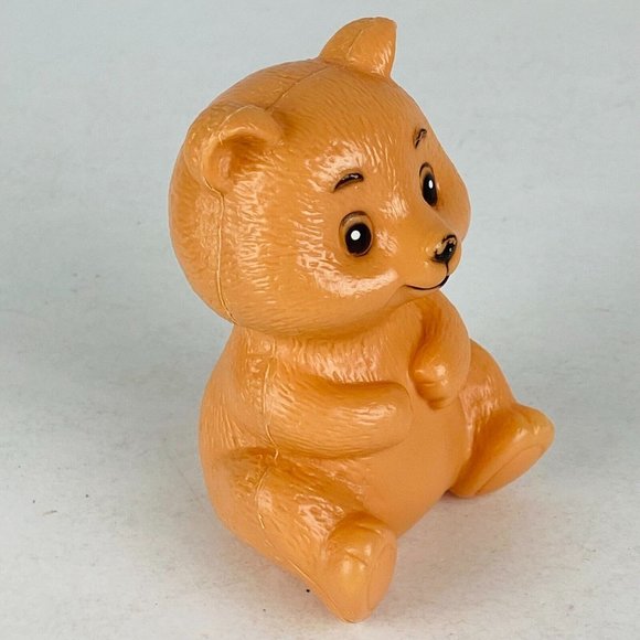 Brown Seated Teddy Bear Pretend Play Plastic Toy Figure Kids MLO 325 3.75 in - Picture 6 of 10